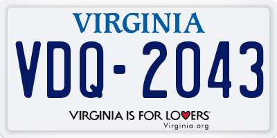 VA license plate VDQ2043