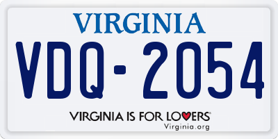 VA license plate VDQ2054