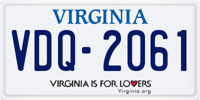 VA license plate VDQ2061