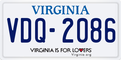 VA license plate VDQ2086