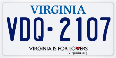 VA license plate VDQ2107