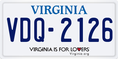 VA license plate VDQ2126