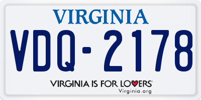 VA license plate VDQ2178