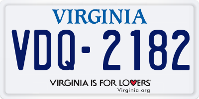VA license plate VDQ2182