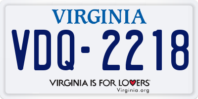 VA license plate VDQ2218