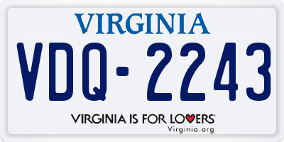 VA license plate VDQ2243
