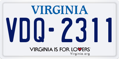 VA license plate VDQ2311