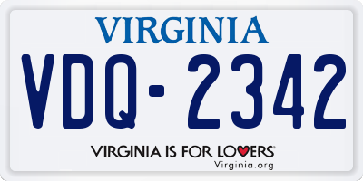 VA license plate VDQ2342