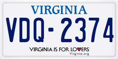VA license plate VDQ2374
