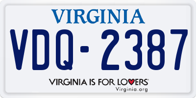 VA license plate VDQ2387