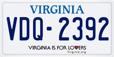 VA license plate VDQ2392