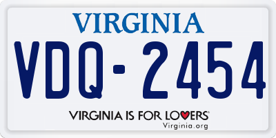 VA license plate VDQ2454