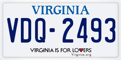 VA license plate VDQ2493