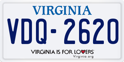 VA license plate VDQ2620