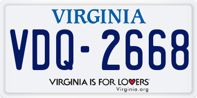 VA license plate VDQ2668