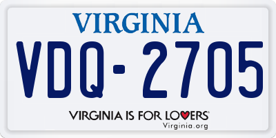VA license plate VDQ2705