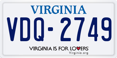 VA license plate VDQ2749