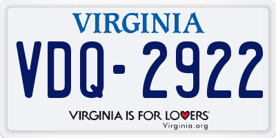 VA license plate VDQ2922