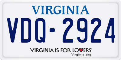 VA license plate VDQ2924