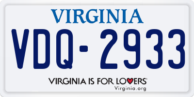 VA license plate VDQ2933