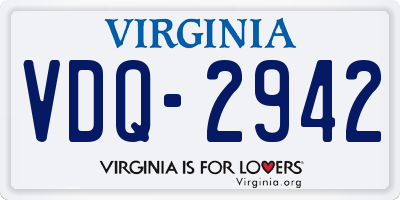 VA license plate VDQ2942