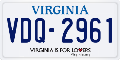 VA license plate VDQ2961