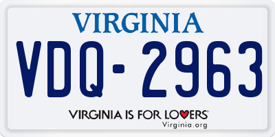 VA license plate VDQ2963