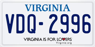 VA license plate VDQ2996