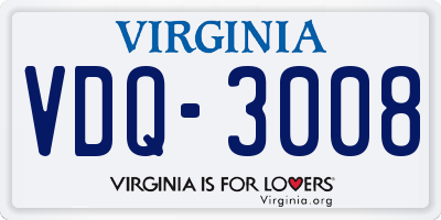VA license plate VDQ3008