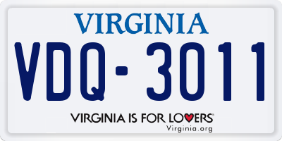 VA license plate VDQ3011