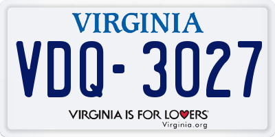 VA license plate VDQ3027