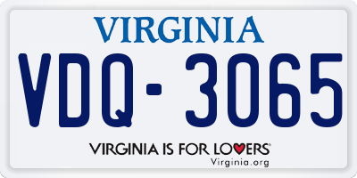 VA license plate VDQ3065