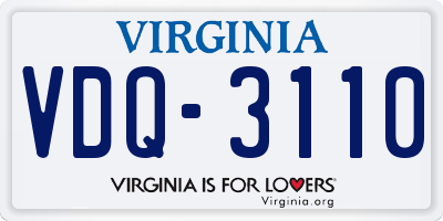 VA license plate VDQ3110