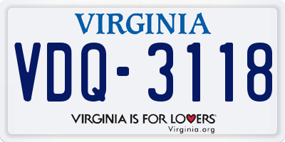 VA license plate VDQ3118