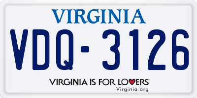 VA license plate VDQ3126