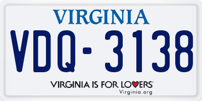 VA license plate VDQ3138