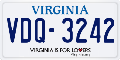 VA license plate VDQ3242