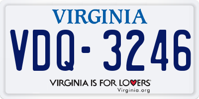 VA license plate VDQ3246