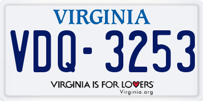 VA license plate VDQ3253