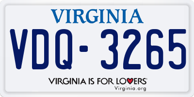 VA license plate VDQ3265