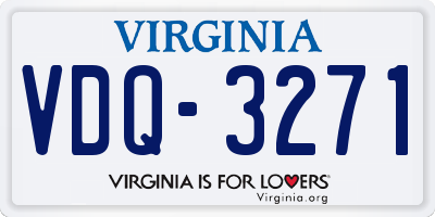 VA license plate VDQ3271