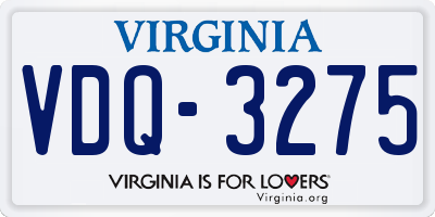 VA license plate VDQ3275