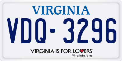 VA license plate VDQ3296