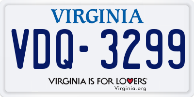 VA license plate VDQ3299