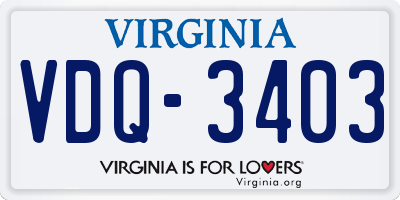 VA license plate VDQ3403