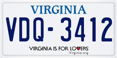 VA license plate VDQ3412