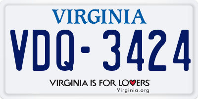 VA license plate VDQ3424