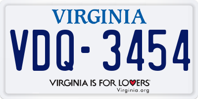 VA license plate VDQ3454