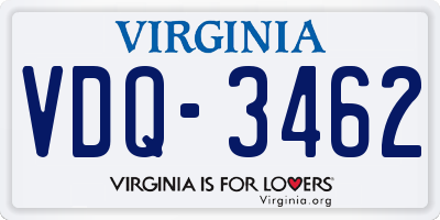 VA license plate VDQ3462