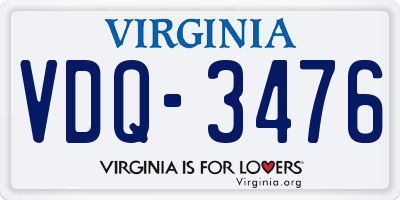 VA license plate VDQ3476